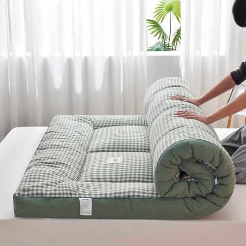 Japanische Futon-Matratze, Bodenmatratze, Klappmatratze, Tatami-Matratze, tragbare Camping-Matratze, leicht zu verstauen, atmungsaktiver Stoff für Couch-Matratze (Grün, 100 x 200 cm)