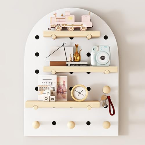 Stecktafel, Lochplatte, Pegboard, Lochwand Zubehör, Lochplatte Holz, Wand-Stecktafel, Holz-Stecktafel, Stecktafel-Wand-Organizer, Vielseitige Stecktafel-Anzeige, for das Heimbüro(White,40x60cm/16x24in