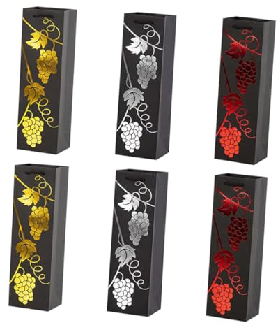 MOLUCKFU 6stücke Rotwein Tragetaschen Papier Wiederverwendbare Geschenkverpackung Für Weinflaschen Designvarianten Für Feiern Und Besondere Anlässe