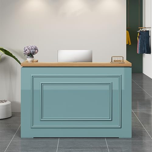 Moderner Empfangstheke für den Einzelhandel, mit abschließbaren Schubladen, multifunktionaler Stehtisch für Salon, Büro und Kasse (Blau, 100 cm/39)