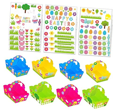 ibasenice 1set Easter Basket Stickers Bunny Design Baskets for Boys and Girls for Easter Festivities and Decoration Random Colors Included