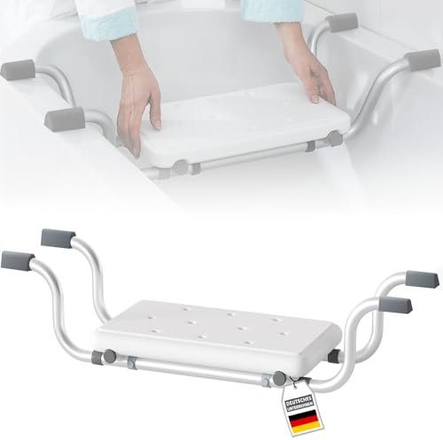 Floordirekt Sedile per vasca da bagno Levi – Seduta regolabile per vasca da bagno, antiscivolo e portata fino a 100 kg, vasca da bagno, sedile doccia per adulti e anziani, sgabello per vasca da bagno
