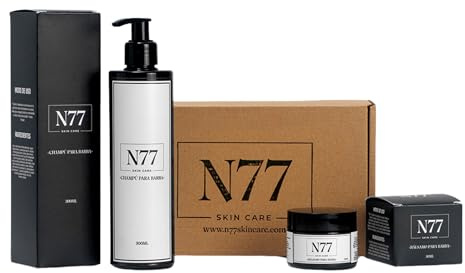 N77 - Kit Barbe Homme Baume + Shampoing | Produits pour la barbe homme | Produits naturels pour garder votre barbe saine, douce et soignée | Kit de soin de barbe homme basique