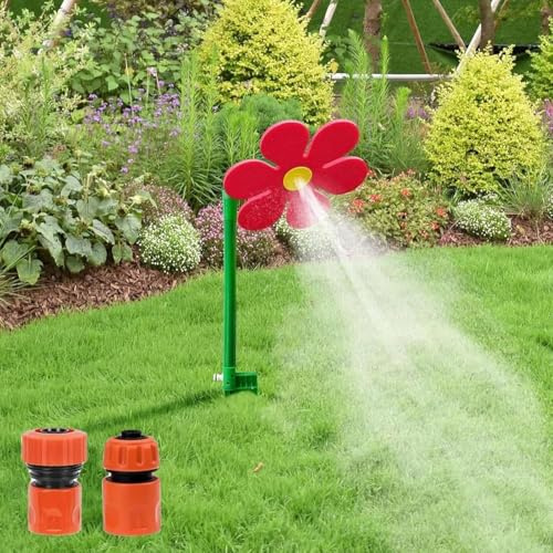 Wassersprinkler Outdoor, Crazy Daisy Sprinkler (B) | 360° Rasensprinkler Tanzende Blume, Wasserblume für Garten, Rasensprenger Wasserspielzeug mit Gartenschlauch Anschluss