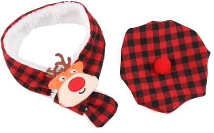 Weihnachtsmütze und Schal für Hunde, Kopfbedeckung, Weihnachten, Haustier-Schal, Kopfbedeckung, Party-Kostüm, Foto-Requisiten, Haustierkostüm für große Hunde und Katzen