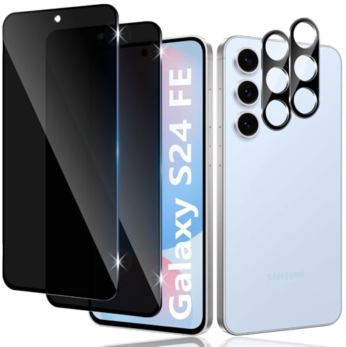 LiiLaa für Samsung Galaxy S24 FE Sichtschutz, 2 Stück Sichtschutzfolie und 2 Stück Kameraschutz, Anti-Spy Schutzfolie Privacy Glas Folie blickschutz