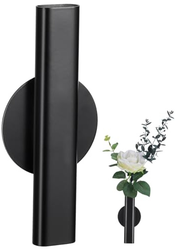 TOYZFRIENDY Vaso da Parete in Metallo Nero Piccolo Tubo Adesivo per Decorazioni Murali Moderne Portafiori Sospeso per e Feste