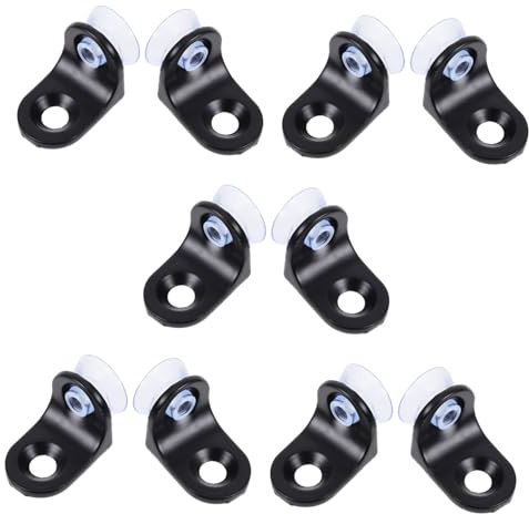 Gadpiparty 10pcs Zinc Alloy Glass Shelf Brackets Suction Cups Adjustable Wall Mounted Shelf Supports for Cabinet and Installation Black Round Corner Pegs