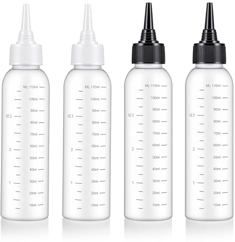 guduling Lot de 4 flacons applicateurs avec pointe, flacons applicateurs pour cheveux, huile capillaire transparente graduée pour colle, salon de soins capillaires (2 couleurs)