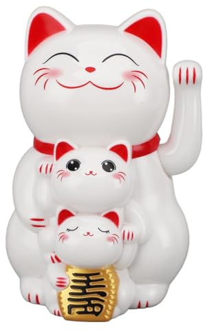 Kukyller Brazo Que agita del Gato de la Suerte, Adorno de Maneki Neko de Gato Chino Encantador con energía Solar de 4,5 Pulgadas para Escritorio del Coche (Blanco)