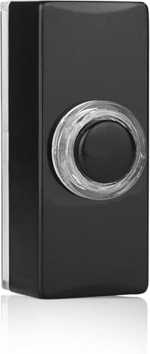 BYRON Wired Door Bell Push Button – Simple Design – Compatible with Most Chimes – Easy Installation with E4ALL Thankyou card (BLACK ILLUMINATED)