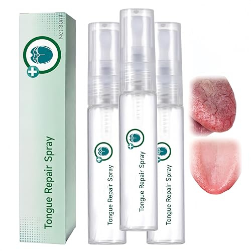 Spray riparatore per la lingua, spray per bocca secca, spray rinfrescante per l'alito, ingredienti naturali, adatto per secchezza, patina bianca e alito cattivo, 30 ml (3Pezzo)