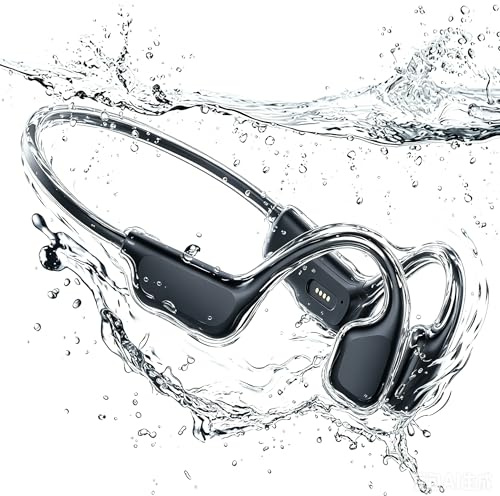 Govllfoz Bone Conduction Headphones for Swimming, IPX8 Waterproof, Open Ear Swimming Headphones with 32GB MP3 Player, Bluetooth 6.0 Wireless Headphones for Swimming, Running