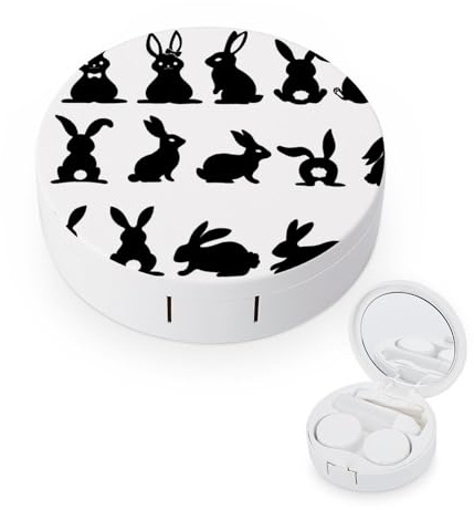 fkgvwo Contact Lens Case Black Rabbits Contact Lens Box Travel Kit Portable for Travel & Home