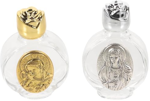 NUSITOU Bouteille d'eau Bénite en Verre Réutilisable 2pcs Motif Délicat, Portable et Élégante pour Décoration Extérieure et Fêtes Religieuses