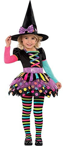 amscan Child Girls Miss Matched Witch Halloween Fancy Dress Costume