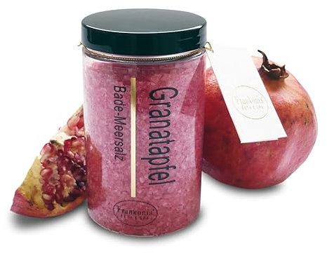 Frankonia BATH & SPA Badesalz Granatapfel – Totes Meer Salz – Wellness Badezusatz – Meersalz – Badekristalle – Pflege & Entspannung für Körper & Geist – 450 g – vegan