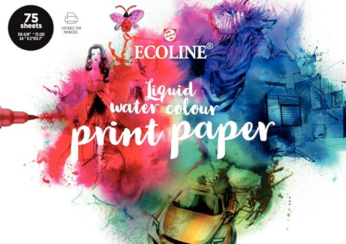 Ecoline Papier - Aquarell-Druckerpapier A4 21x29,7cm 150g/m² 75 Blatt - Ideal für digitale und flüssige Kunstwerke