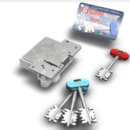 SECUREMME CUORE DI RICAMBIO DOPPIA MAPPA ANTI-PICKING SX SINISTRA 3 CHIAVI + 1 DA CANTIERE,ANTIMANIPOLAZIONE LUNGHEZZA TOTALE CHIAVE MM 95 PER SERRATURE SERIE 25