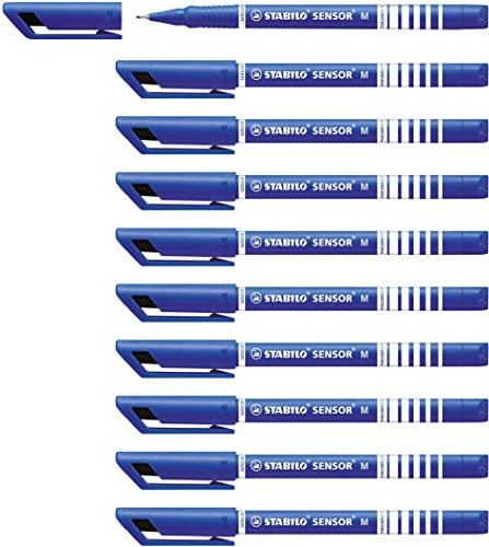 STABILO - Fineliner mit gefederter Spitze - SENSOR M - medium - 10er Pack - blau