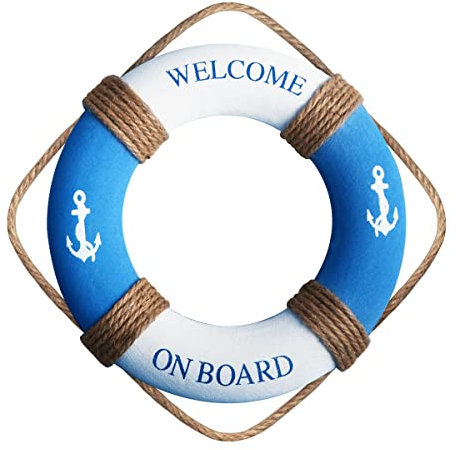 Nautische Rettungsring Dekoration Rettungsring Wandbehang Dekor Lebensring Home Wandtür hängen Dekor Strand Thema Home Dekoration,Blau & Weiß