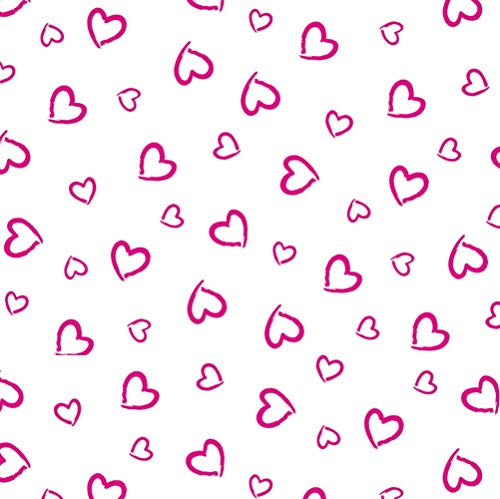 100x160cm Herz Herzen 100% Baumwolle Baumwollstoff Kinder Meterware Handwerken Nähen Stoff (Herz Weiß Pink Offen, 100x160cm (11,99€/m))