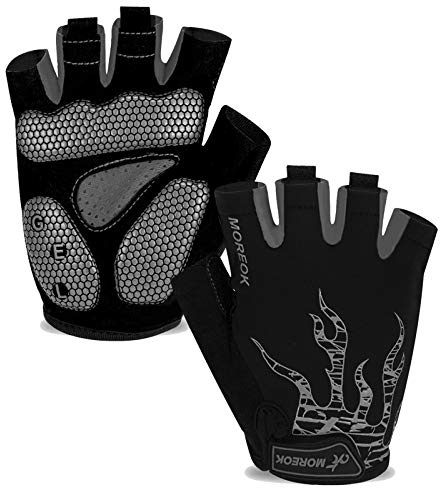 BIKINGMOREOK Fahrradhandschuhe Radhandschuhe Herren Damen Halbfinger Atmungsaktiv Radsporthandschuhe,5MM SBR Gel Stoßdämpfende rutschfeste MTB Mountainbike Handschuhe Unisex