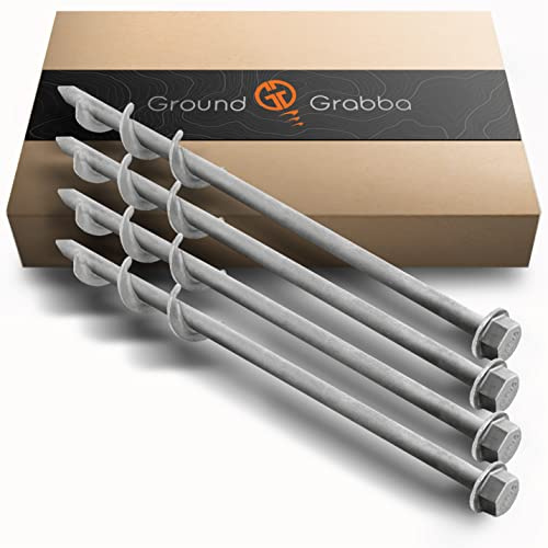 GROUNDGRABBA Zeltpfahl zum Einschrauben für Sand und losen Boden | Premium Erdanker Erdschrauben | Sandschraubenanker | 4 x GroundGrabba Pro 1 Heringe