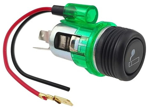 AUTOZOCO Encendedor de cigarrillos de coche con luz, Mechero para coche, Encendedor del coche, Toma De Corriente vehículo, 12V/24V, Longitud del cable 11 cm, Led Verde