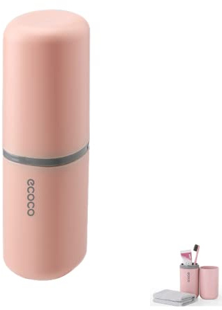Meiyijia Juego de Vasos de Agua de Viaje, Soporte para cepillos de Dientes y Pasta de Dientes, Vaso para cepillos de Dientes, Adecuado para Camping, Viajes, Viajes de Negocios, Rosa
