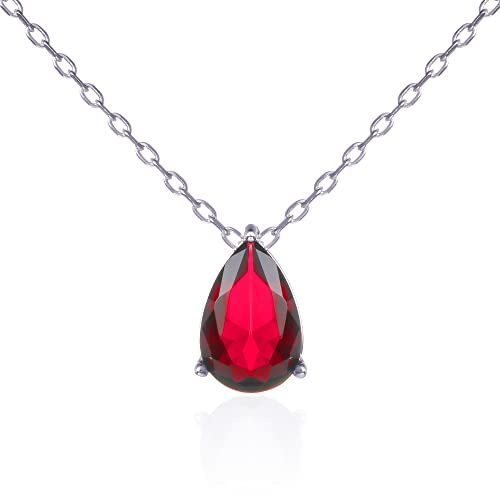 namana Silber- oder Gold-Anhänger-Halskette für Damen und Teenager-Mädchen, süße Halsketten für Frauen in 925 Sterling Silber mit bunten oder klaren Zirkonia-Steinen in Tropfenform, Schmuck für Frauen