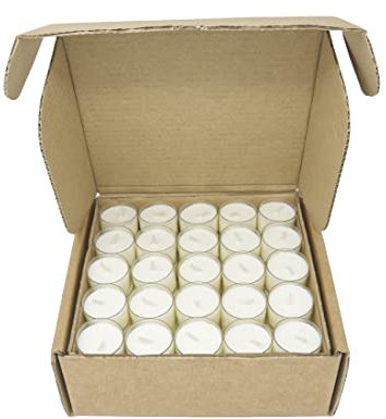 Premium Teelichter aus Rapswachs in transparentem klarem Becher mit 4 Stunden oder 7–8 Stunden Brenndauer reines weißes Wachs unparfümierte Nachtlichter Kerzen veganes Wachs ungiftig