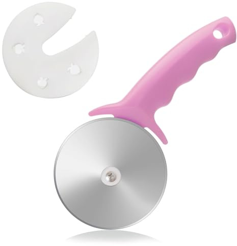 4 Pizza Cutter Wheel,Stainless Steel Large Pizza Cutter with Cover, Super Sharp Pizza Slicer-Dishwasher Available,Smooth Rotating Large Pizza Wheel Cutter Safe with Healthy Material (Rosy, 4 inch)