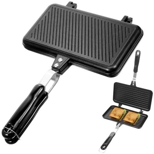 SHERCHPRY Ridge Monkey Toaster XL Poêle à frire double face pour fromage grillé, sandwich, anti-adhésif, pour gaufres de petit déjeuner, toasts