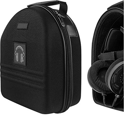 Geekria Shield Headphones Case Compatible with Audio-Technica ATH-R50x, ATH-AD1000X, ATH-A990Z, ATH-A900x, Replacement Extra Hard Shell Travel Carrying Bag with Cable Storage (Black)