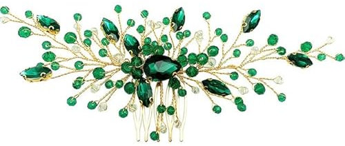 Hochzeit Braut Haarkamm Strass Grün Stirnband Fascinator Haarschmuck Damen Haarschmuck Kopfschmuck-B-grün