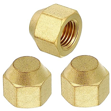 PATIKIL Hembra 1/4 Latón Sello Tapón, 3 Paquete SAE Acampanado Tubo Accesorio 45 Grados Hexagonal Tubería Montajes para Aire Acondicionado Refrigeración