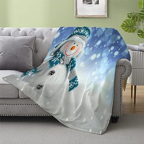 okoikfc Kuscheldecke Flauschig 220x240 cm 3D Schneemann Decke Fleecedecke - Wohndecke, Sofadecke XXL, Decke Couch Blanket, Kuscheldecke Große, Sofa überwurfdecke
