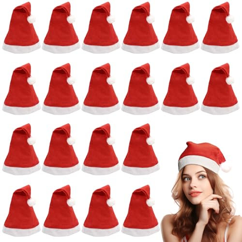 XIANGLONGY 20 Stück Weihnachtsmütze, Nikolausmütze Erwachsene, Weihnachtsmann Mütze Erwachsene, Christmas Hat Kinder Für Den Weihnachtsschmuck, 30.5*26.5CM