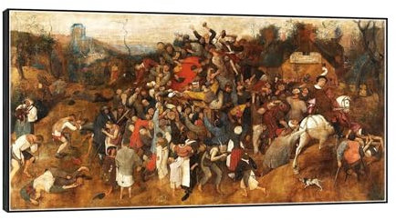 EVANEM Pieter Bruegel der Ältere Wandkunst Bilder. Renaissance-Leinwanddrucke Der Wein des Martinstags. Berühmte Ölgemälde Reproduktion für Wohnkultur 30x55cm schwarzer Rahmen