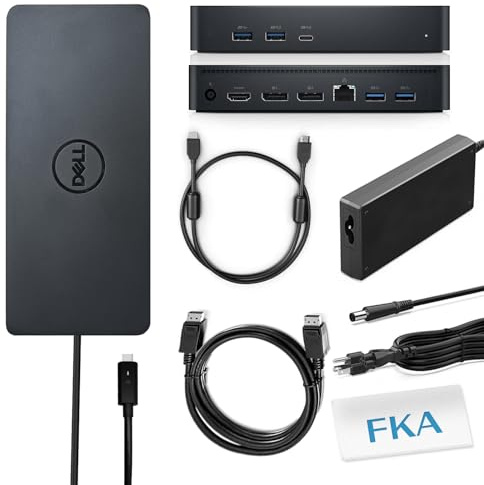 Dell D6000S Docking Station, Performance Universal Dock D6000s with USB-C/USB-A PowerShare Options, Connect Upto Three 4K Displays + HDMI Cable + DisplayPort Cable