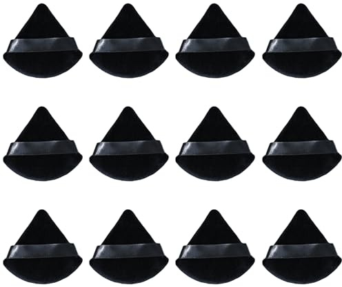 Lot de 12 mini tampons de maquillage triangulaires - Éponge de maquillage - Outil indispensable pour fixer la poudre libre