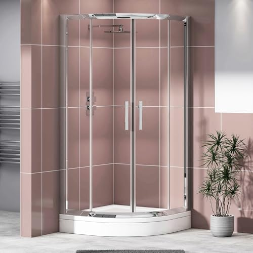 760 x 760 mm Quadrant Shower Enclosure with High Rise Tray Double Sliding Cubicle Door 6mm Safety Tempered Glass
