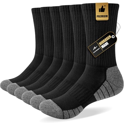 Niorasen Strumpor Herrar, Damer 35-38, 43-46, 39-42, 47-50. 6 Par Vinterstrumpor I Andningsbar Bomull: Vandrings-, Sport-, Trekkingsockar. Varma, Vadderade, Högpresterande Löpar- Och Tennissockar