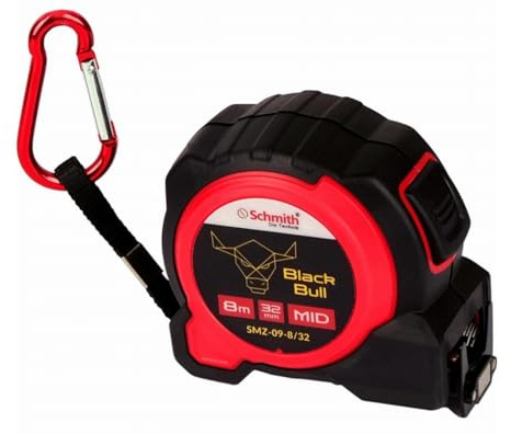 Schmith - Metre Ruban - 8m 32mm Black Bull - Outillage - Gadget Utile pour Mesurer Facilement et Precisement - Résistant - pour Travaux Professionnels et Usage Quotidien