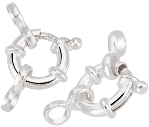 PH PandaHall 925 Sterling Silber Ring Klammern 2pcs Schmuck Frühling Clasps 10 mm Schmuck Link Konnektoren Rund schließen Verschluss Findings für DIY Halsketten Armband Fußkettchen Schmuckherstellung