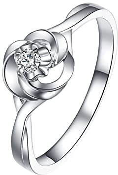 KnSam Echter Goldschmuck, Diamantring Platin, Hohl Design Knot Ring Ehering 0.04ct Labor Erstellt Diamant, Geschenk für Valentinstag, Silber, Gr.63 (20.1)