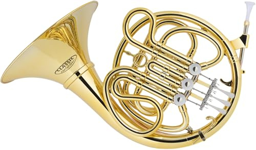 Classic Cantabile WH-20GD MardiBrass Kunststoff F-Waldhorn Gold - inkl. Mundstück & Hülle mit Rucksackgurten - Für Anfänger und Profis - Wetterfest und Wasserdicht - leichtes, stabiles Instrument