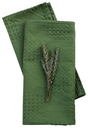 FLCSIed Linen Waffle Napkins 15 x 15 Inch,100% Cotton Waffle Weave Kitchen Dish Cloths Linen Forest Green Christmas Cloth Napkins Set of 6 (Forest Green)