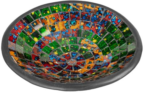 Red Co. Glass Mosaic Ceramic Decorative Accent and Centerpiece Bowl - Round 8 inches